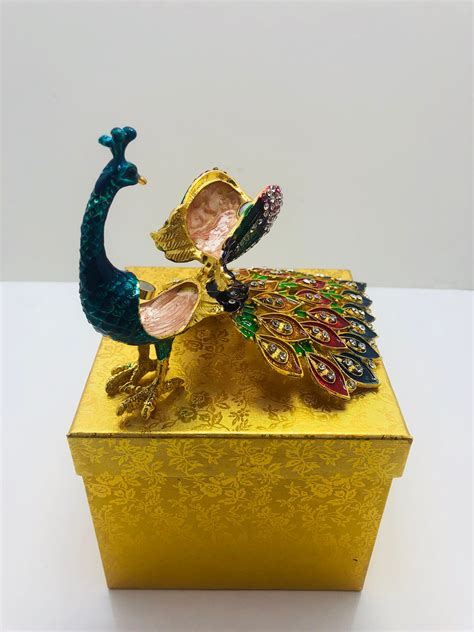 metal peacock trinket box|peacock valentine box.